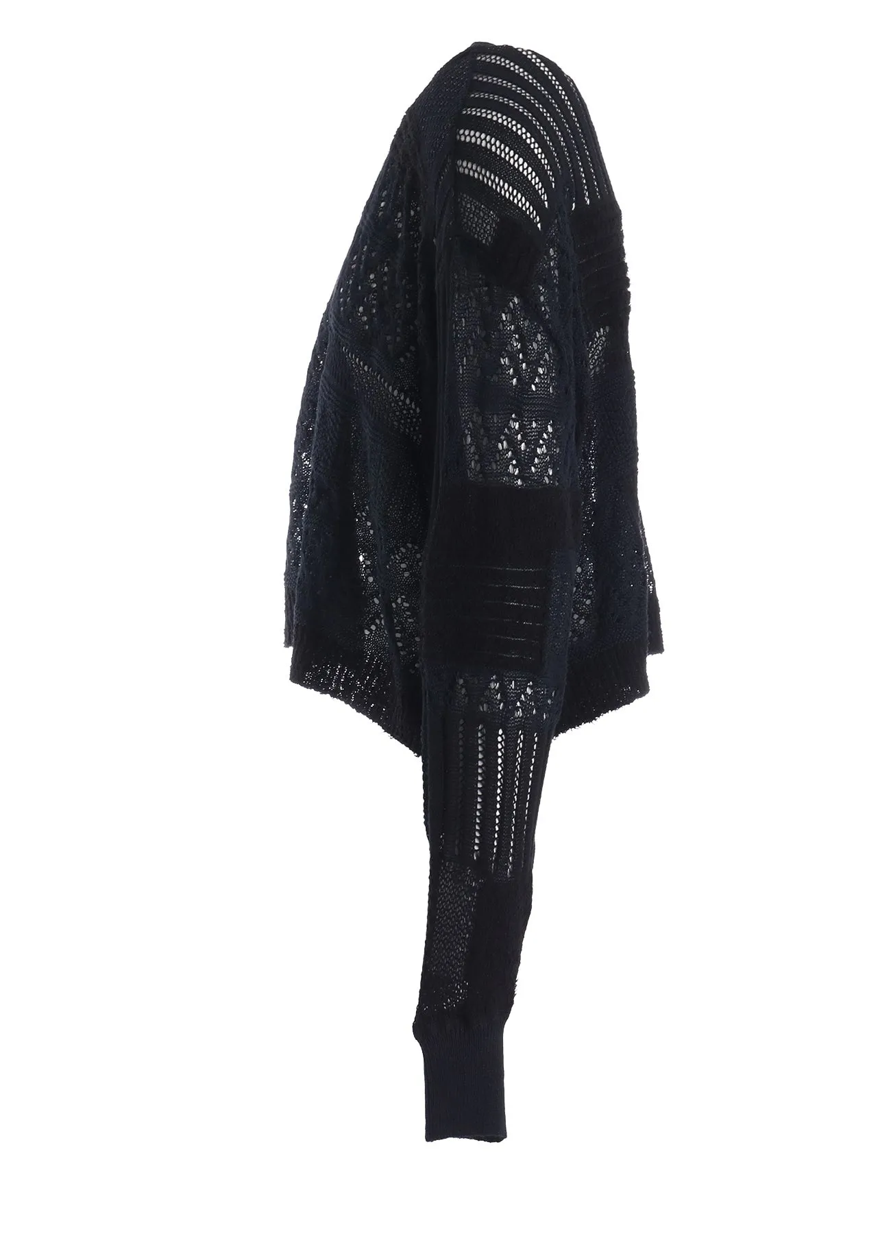 8G PATCHWORK MIX CROPPED CARDIGAN sold by Yohji Yamamoto product image thumbnail 3