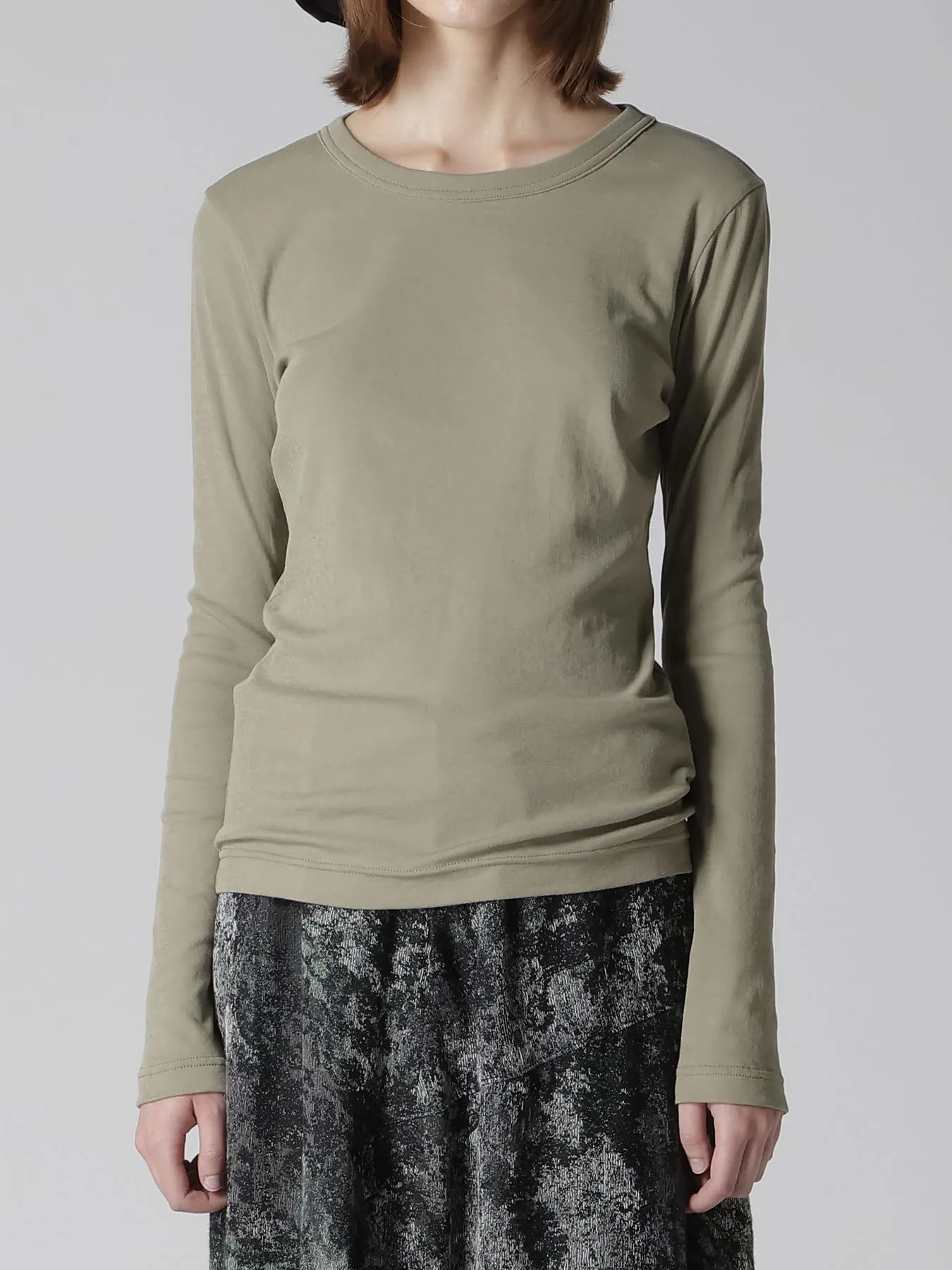 COTTON GAUZE FRAISE ROUND NECK LONG SLEEVE TEE sold by Yohji Yamamoto product image thumbnail 4