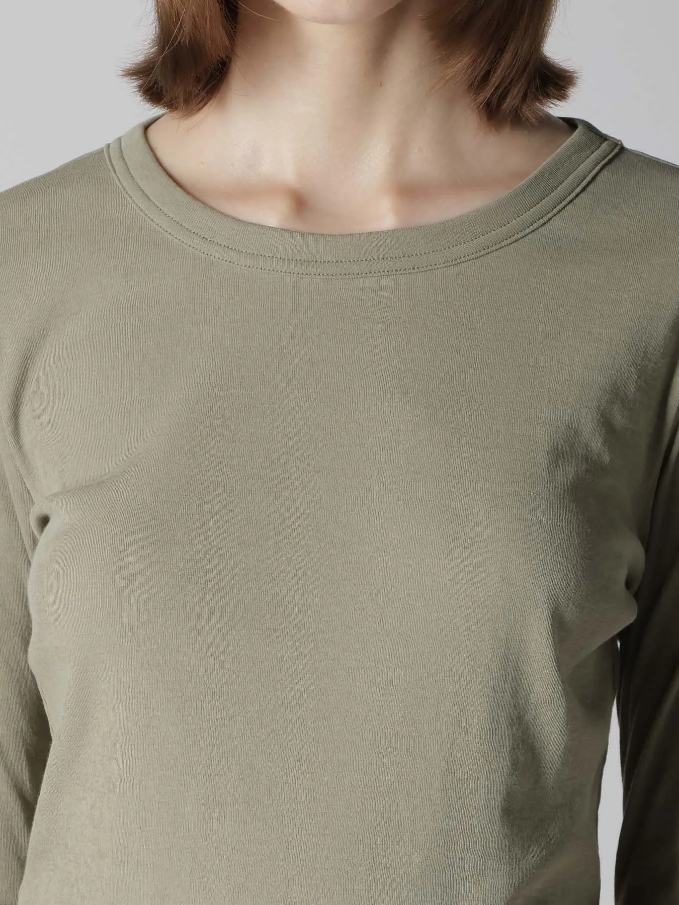 COTTON GAUZE FRAISE ROUND NECK LONG SLEEVE TEE sold by Yohji Yamamoto product image thumbnail 5
