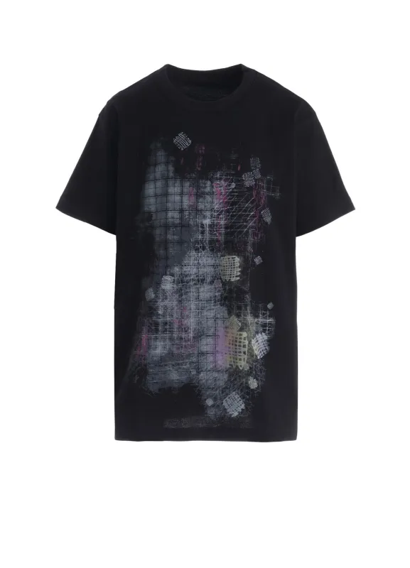 COTTON JERSEY PLAID PRINT SHORT SLEEVE BIG TEE sold by Yohji Yamamoto