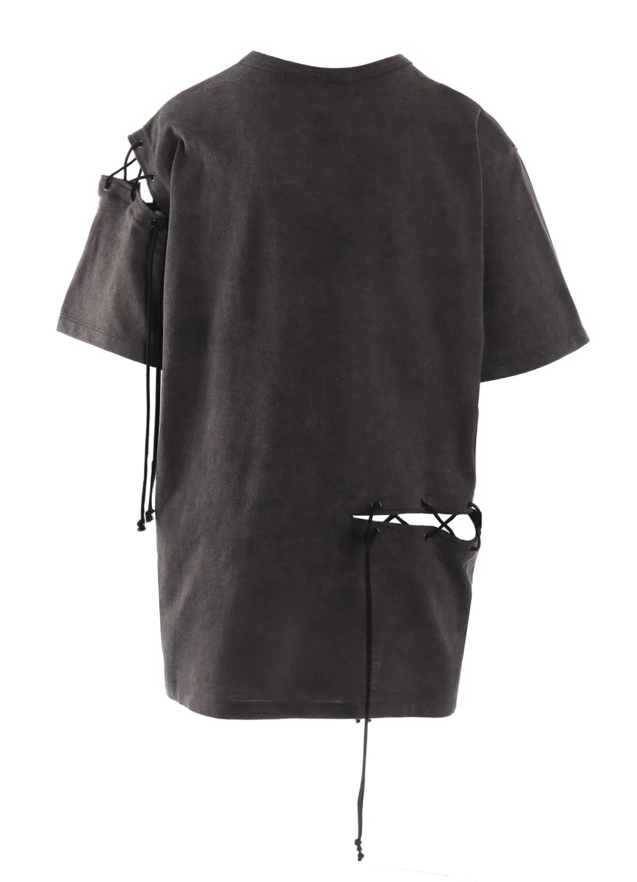 COTTON JERSEY LACE UP HALF SLEEVE TEE sold by Yohji Yamamoto product image thumbnail 4