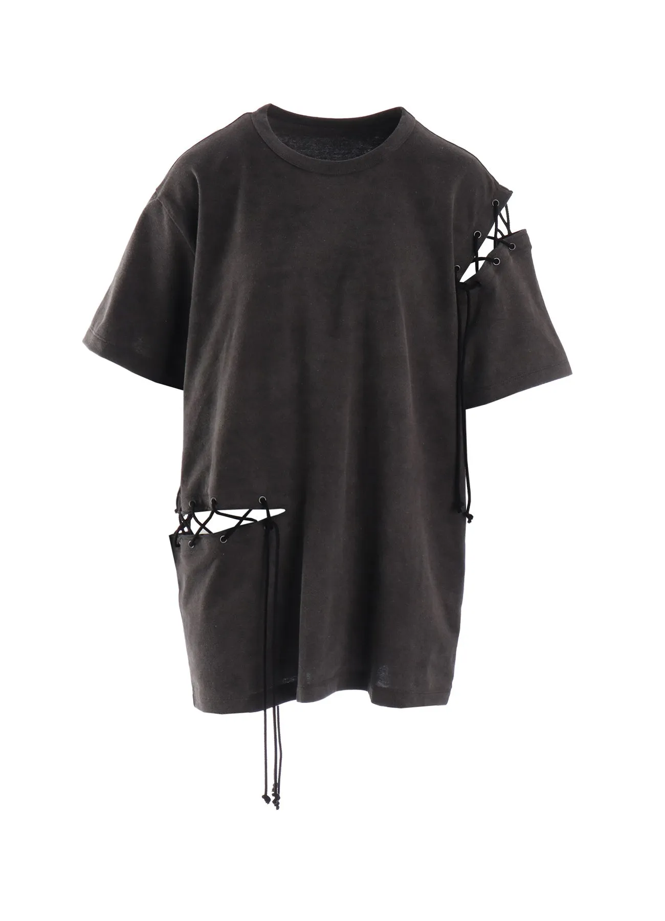 COTTON JERSEY LACE UP HALF SLEEVE TEE sold by Yohji Yamamoto