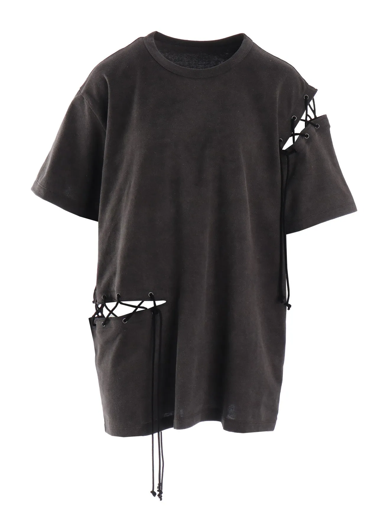COTTON JERSEY LACE UP HALF SLEEVE TEE sold by Yohji Yamamoto product image thumbnail 2
