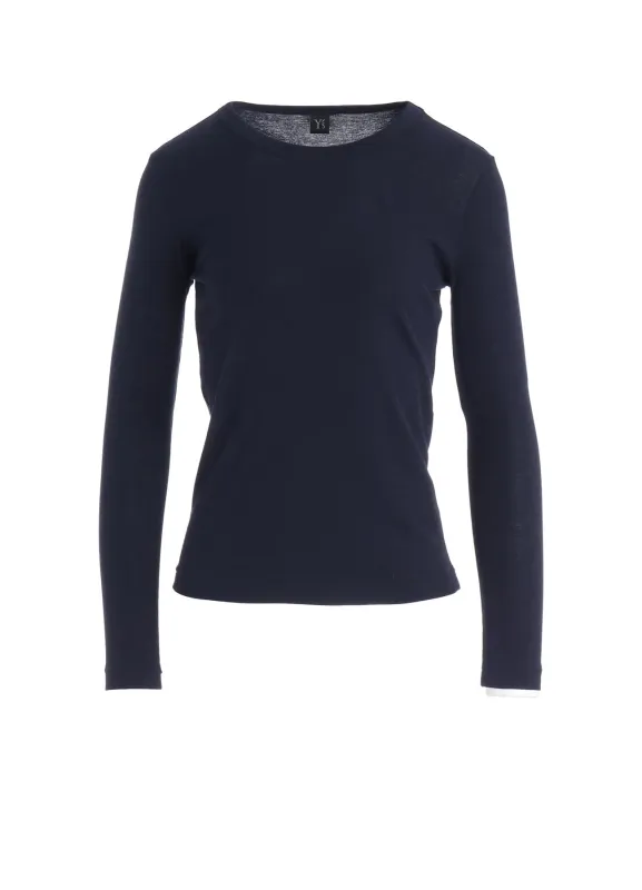 COTTON GAUZE FRAISE ROUND NECK LONG SLEEVE TEE made by Yohji Yamamoto