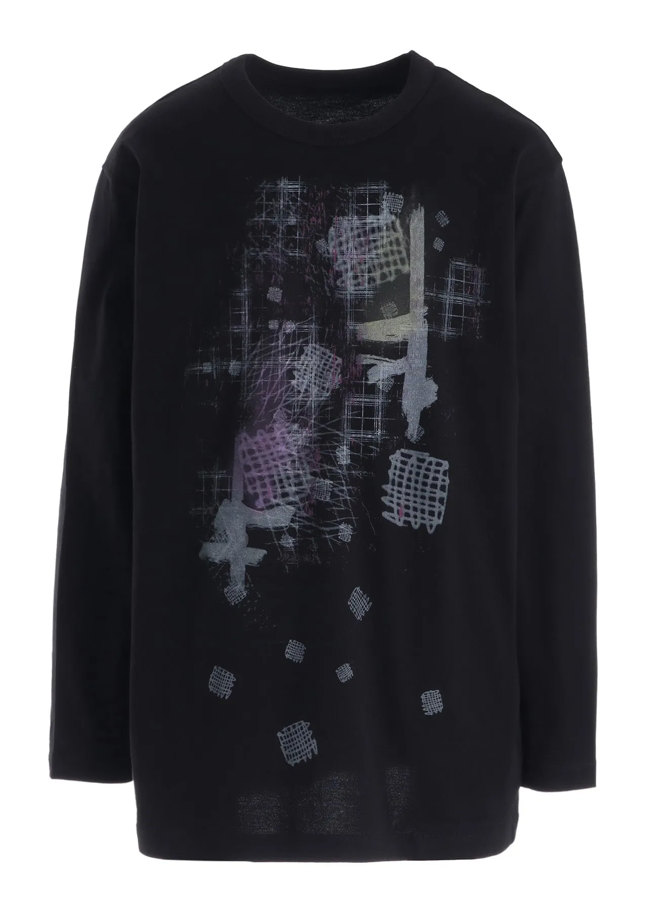 COTTON JERSEY PLAID PRINT LONG SLEEVE BIG TEE sold by Yohji Yamamoto product image thumbnail 2