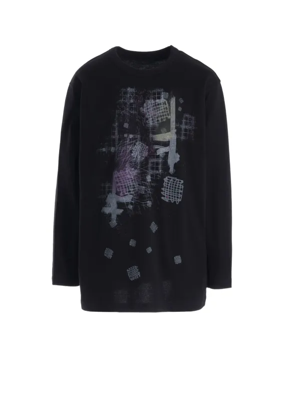 COTTON JERSEY PLAID PRINT LONG SLEEVE BIG TEE sold by Yohji Yamamoto