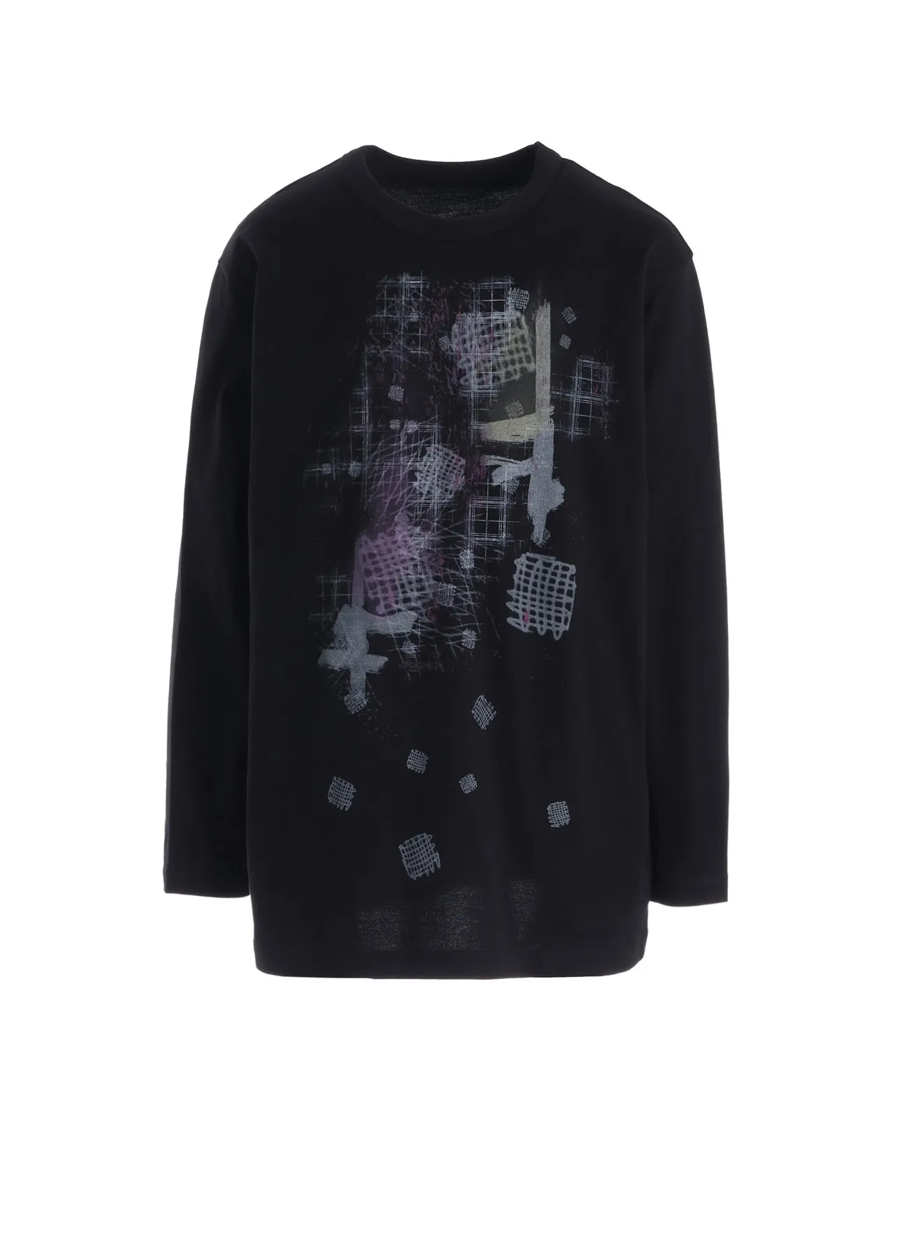 COTTON JERSEY PLAID PRINT LONG SLEEVE BIG TEE sold by Yohji Yamamoto