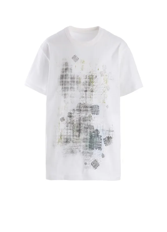 COTTON JERSEY PLAID PRINT SHORT SLEEVE BIG TEE sold by Yohji Yamamoto