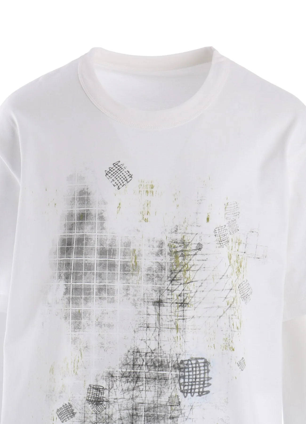 COTTON JERSEY PLAID PRINT SHORT SLEEVE BIG TEE sold by Yohji Yamamoto product image thumbnail 5