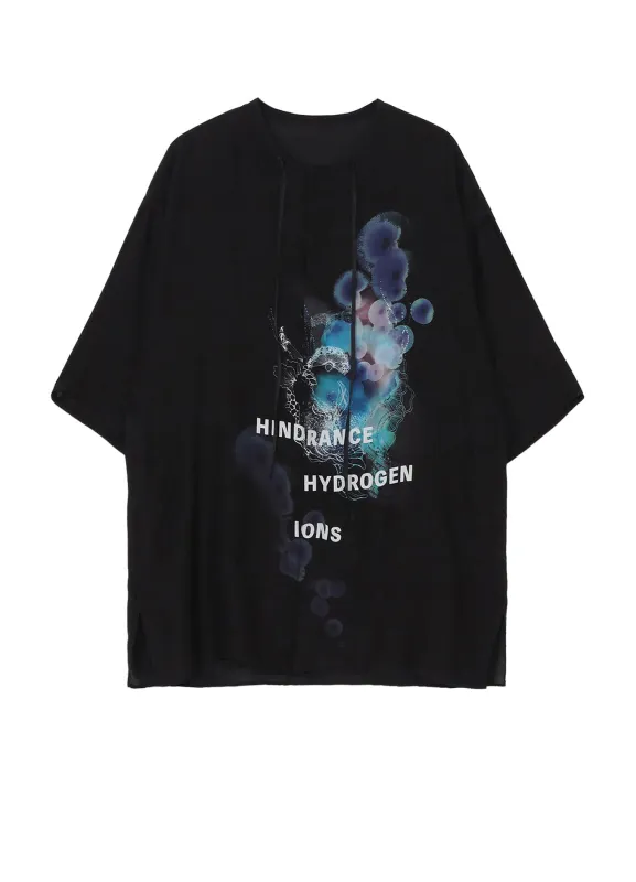 CORAL WATERCOLOR BLACK GUESSETED SHORT SLEEVE B/ BK CORAL made by Yohji Yamamoto