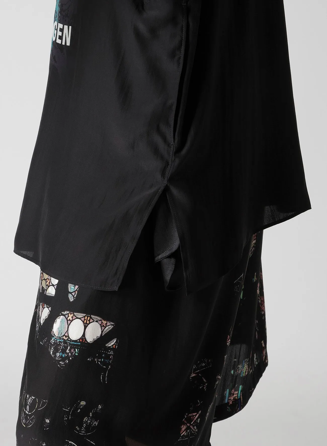 CORAL WATERCOLOR BLACK GUESSETED SHORT SLEEVE B/ BK CORAL sold by Yohji Yamamoto product image thumbnail 5