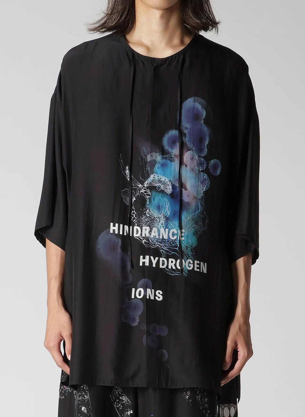 CORAL WATERCOLOR BLACK GUESSETED SHORT SLEEVE B/ BK CORAL sold by Yohji Yamamoto product image thumbnail 2