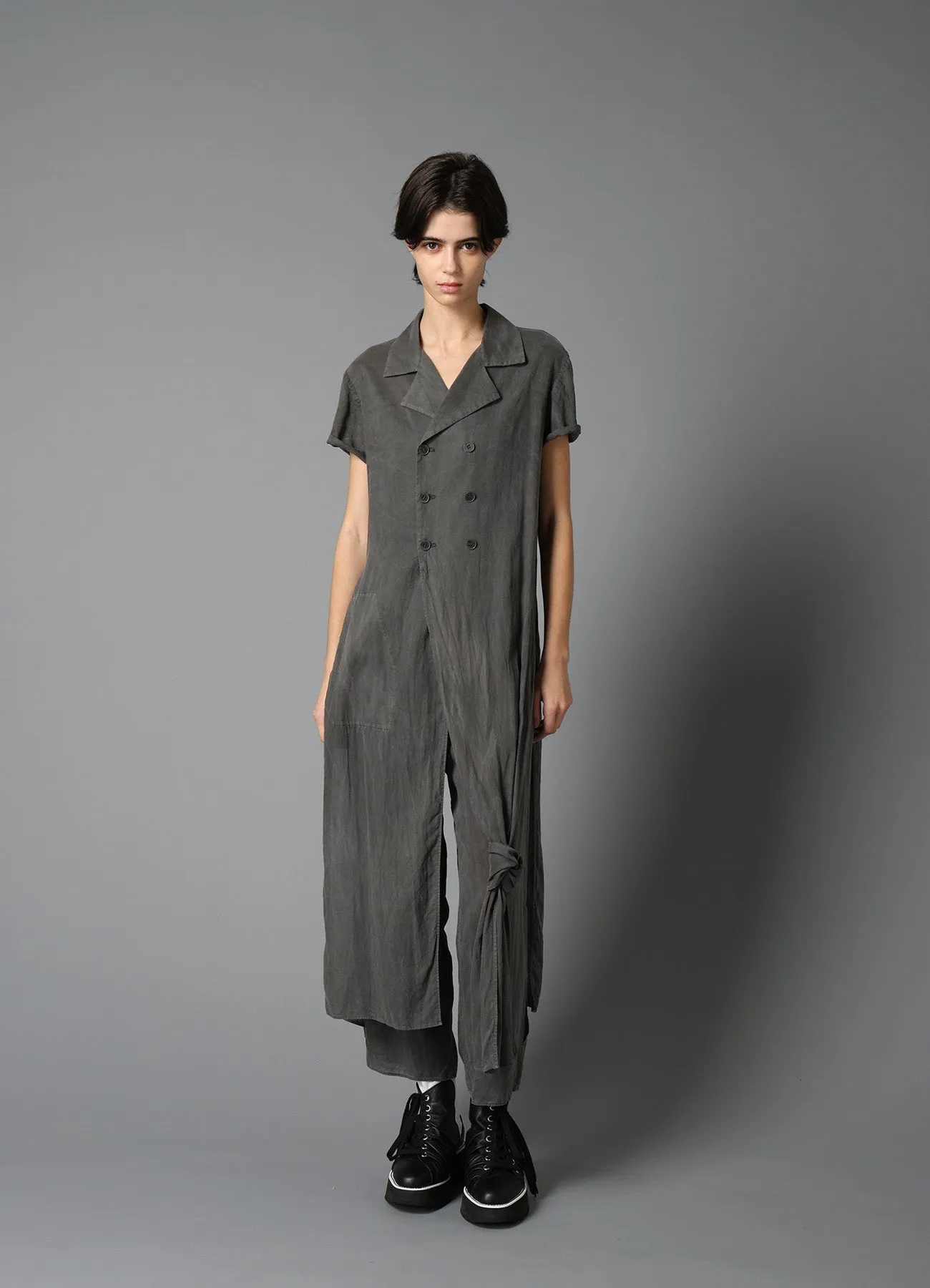 GARMENT-DYED LAWN DOUBLE FRONT LONG JACKET sold by Yohji Yamamoto product image thumbnail 4