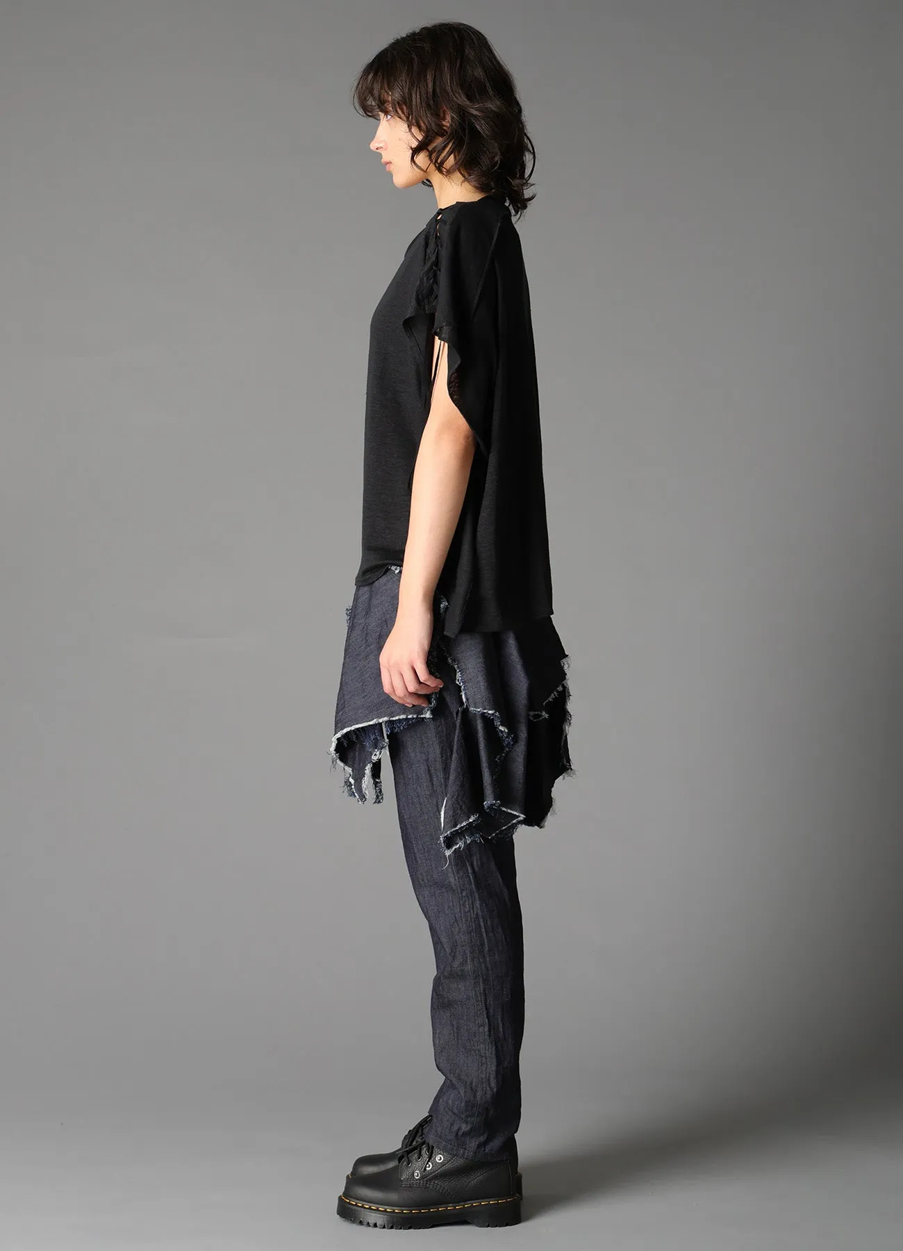 LI/ SINGLE JERSEY LACE UP SQUARE TEE sold by Yohji Yamamoto product image thumbnail 5