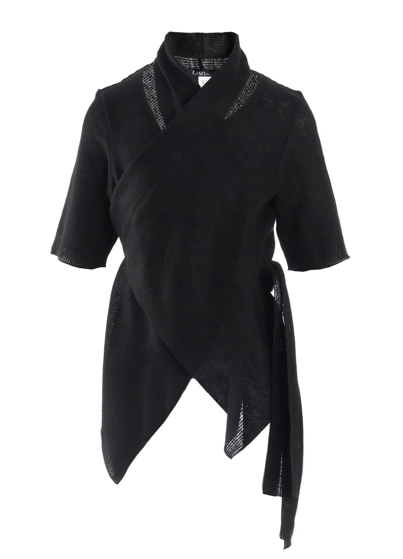 DROP-STITCH STRIPES SCARF DETAIL SHORT CARDIGAN sold by Yohji Yamamoto product image thumbnail 2