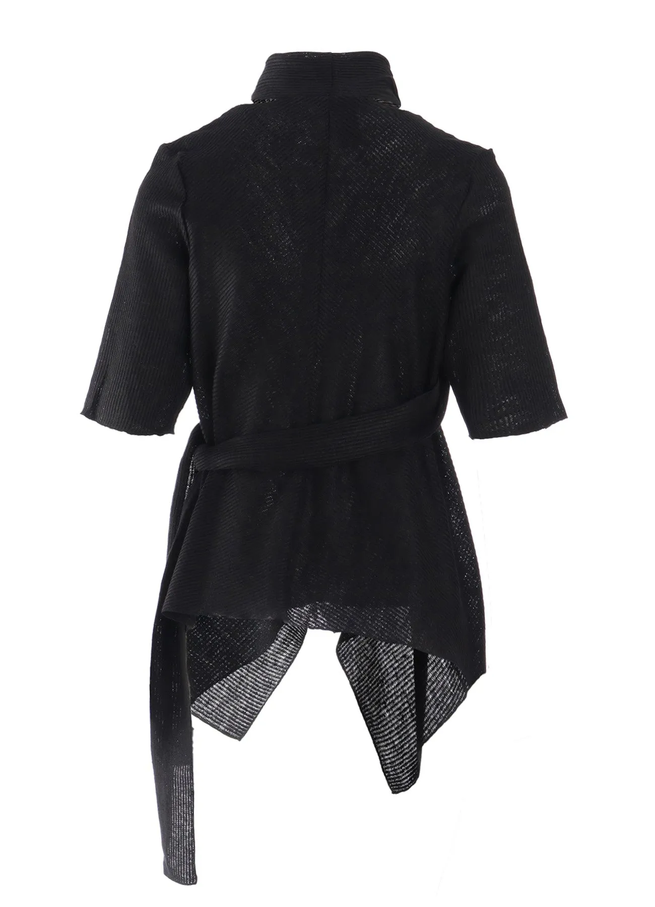 DROP-STITCH STRIPES SCARF DETAIL SHORT CARDIGAN sold by Yohji Yamamoto product image thumbnail 3