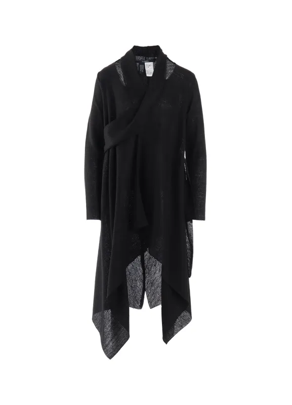 DROP-STITCH STRIPES SCARF DETAIL LONG CARDIGAN B sold by Yohji Yamamoto