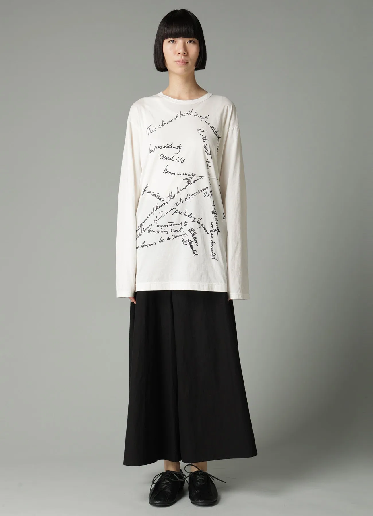 COTTON SINGLE JERSEY HAND WRITING PT LONG SLV T sold by Yohji Yamamoto product image thumbnail 3