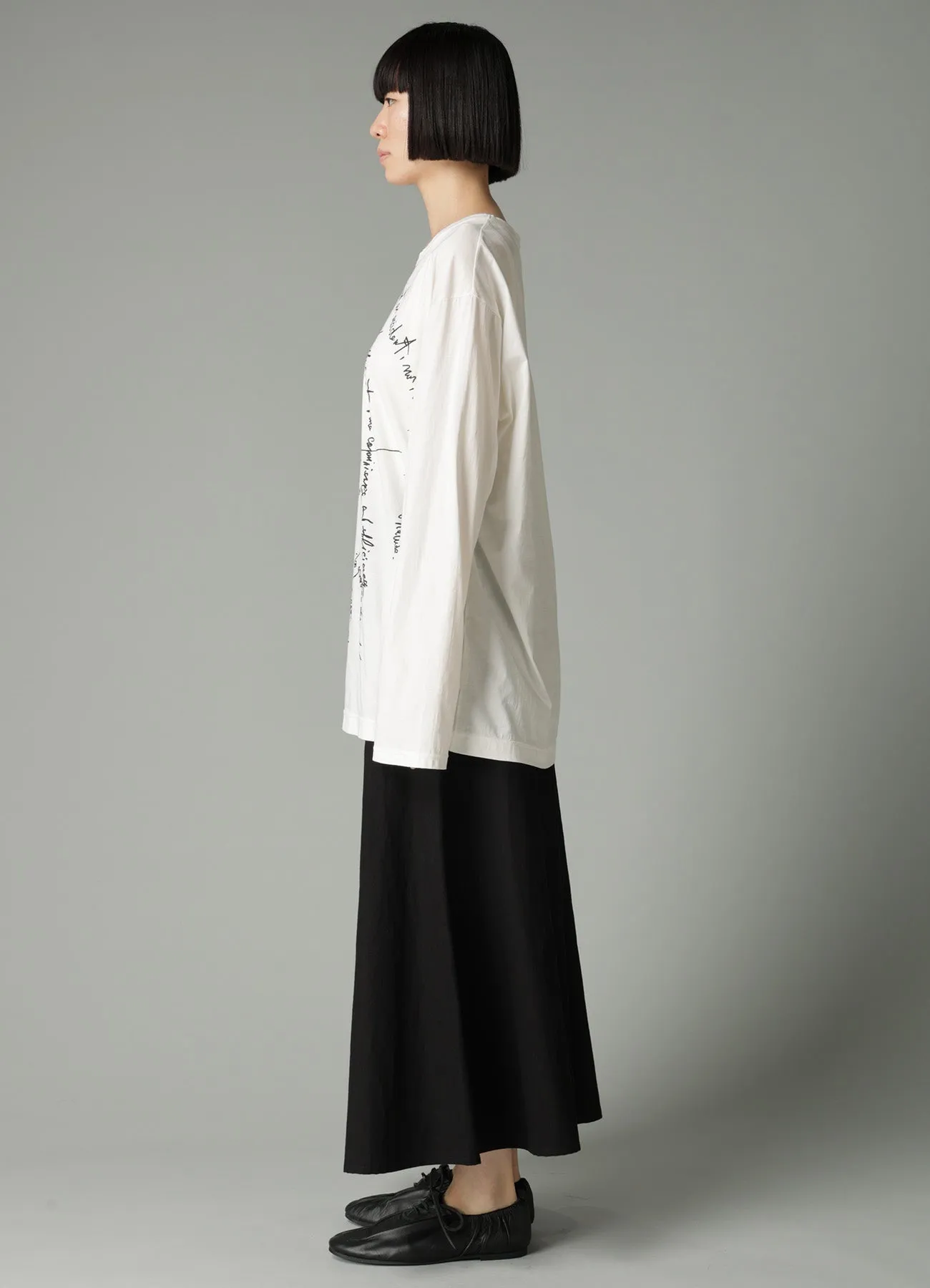 COTTON SINGLE JERSEY HAND WRITING PT LONG SLV T sold by Yohji Yamamoto product image thumbnail 4