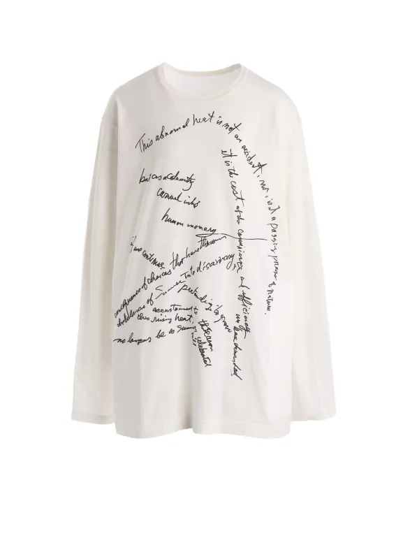 COTTON SINGLE JERSEY HAND WRITING PT LONG SLV T made by Yohji Yamamoto