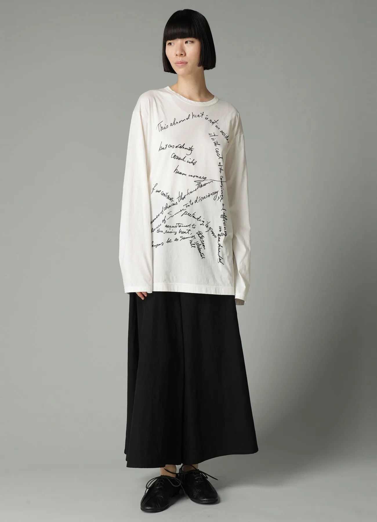 COTTON SINGLE JERSEY HAND WRITING PT LONG SLV T sold by Yohji Yamamoto product image thumbnail 2