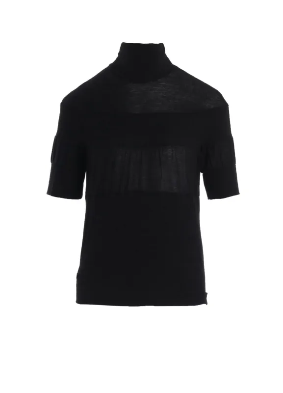 GAUZE JERSEY X RIB PANEL HIGH NECK SHORT SLEEVE TEE sold by Yohji Yamamoto