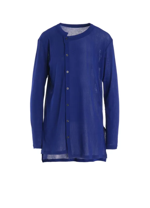 MERCERIZED RIB ASYMMETRIC COLLAR LONG CARDIGAN made by Yohji Yamamoto