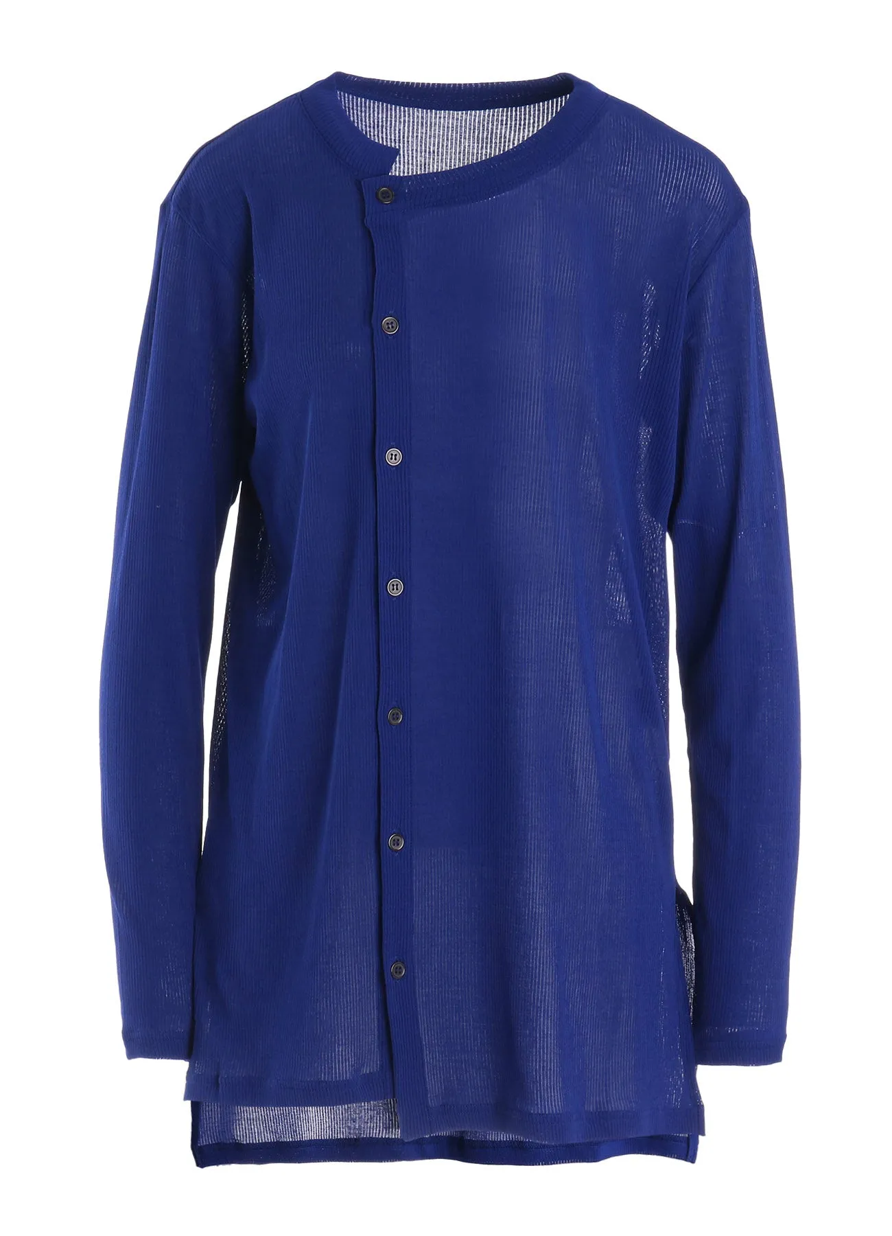 MERCERIZED RIB ASYMMETRIC COLLAR LONG CARDIGAN sold by Yohji Yamamoto product image thumbnail 2