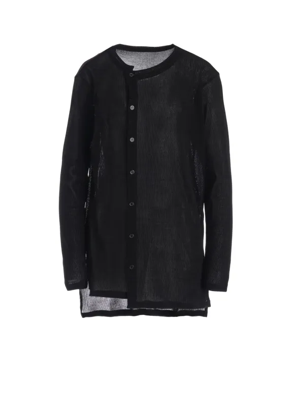 MERCERIZED RIB ASYMMETRIC COLLAR LONG CARDIGAN sold by Yohji Yamamoto