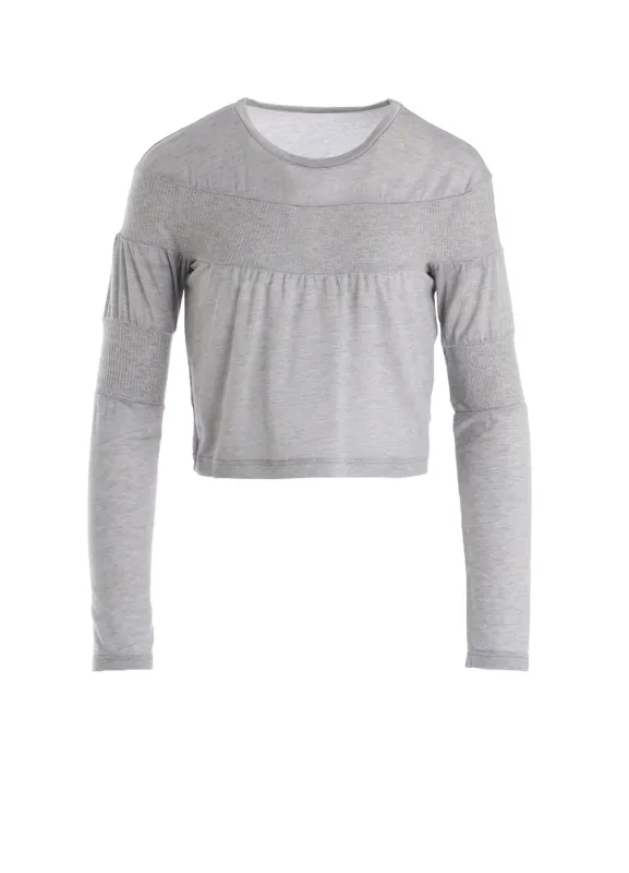 GAUZE JERSEY X RIB PANEL CROPPED ROUND NECK TEE made by Yohji Yamamoto