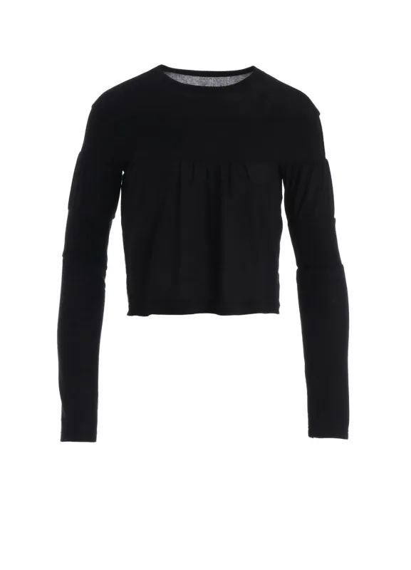 GAUZE JERSEY X RIB PANEL CROPPED ROUND NECK TEE made by Yohji Yamamoto