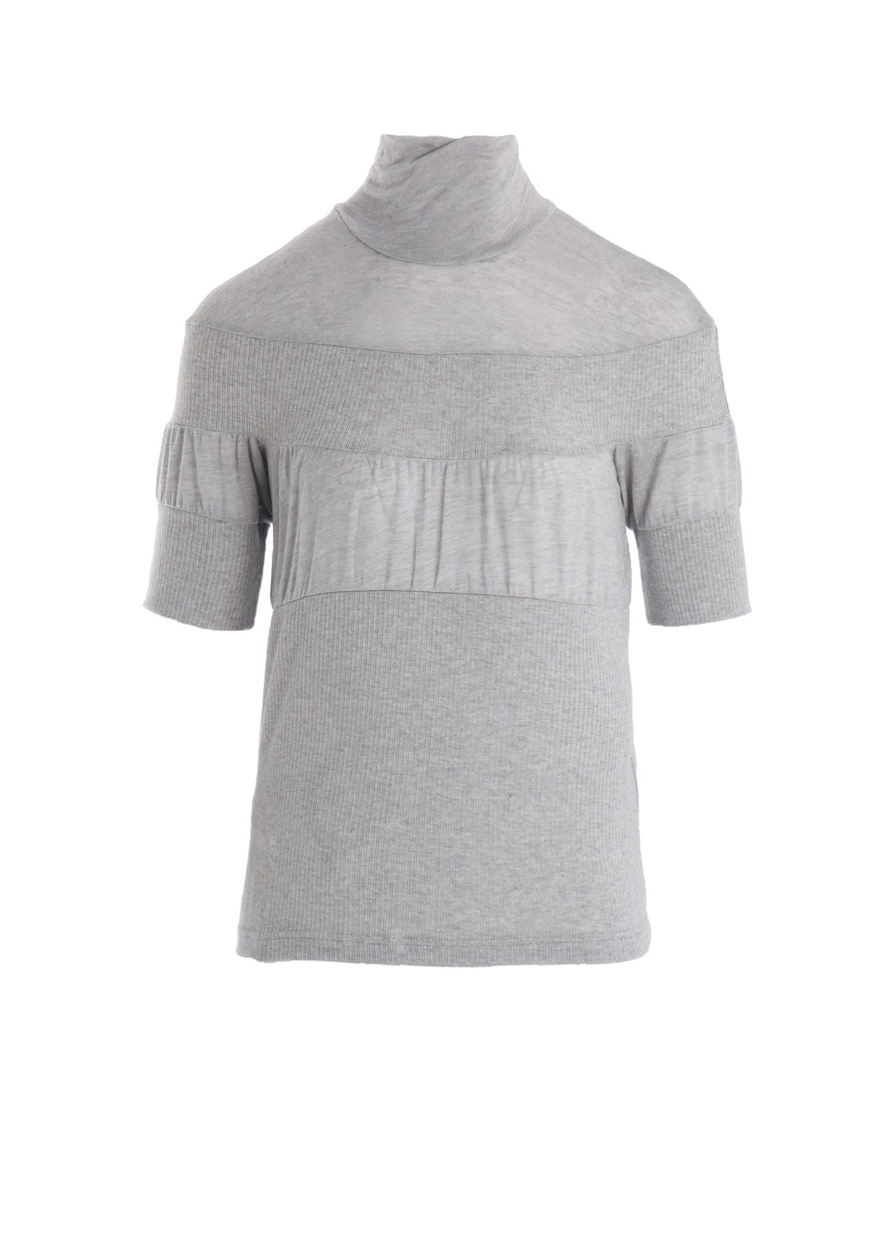 GAUZE JERSEY X RIB PANEL HIGH NECK SHORT SLEEVE TEE sold by Yohji Yamamoto
