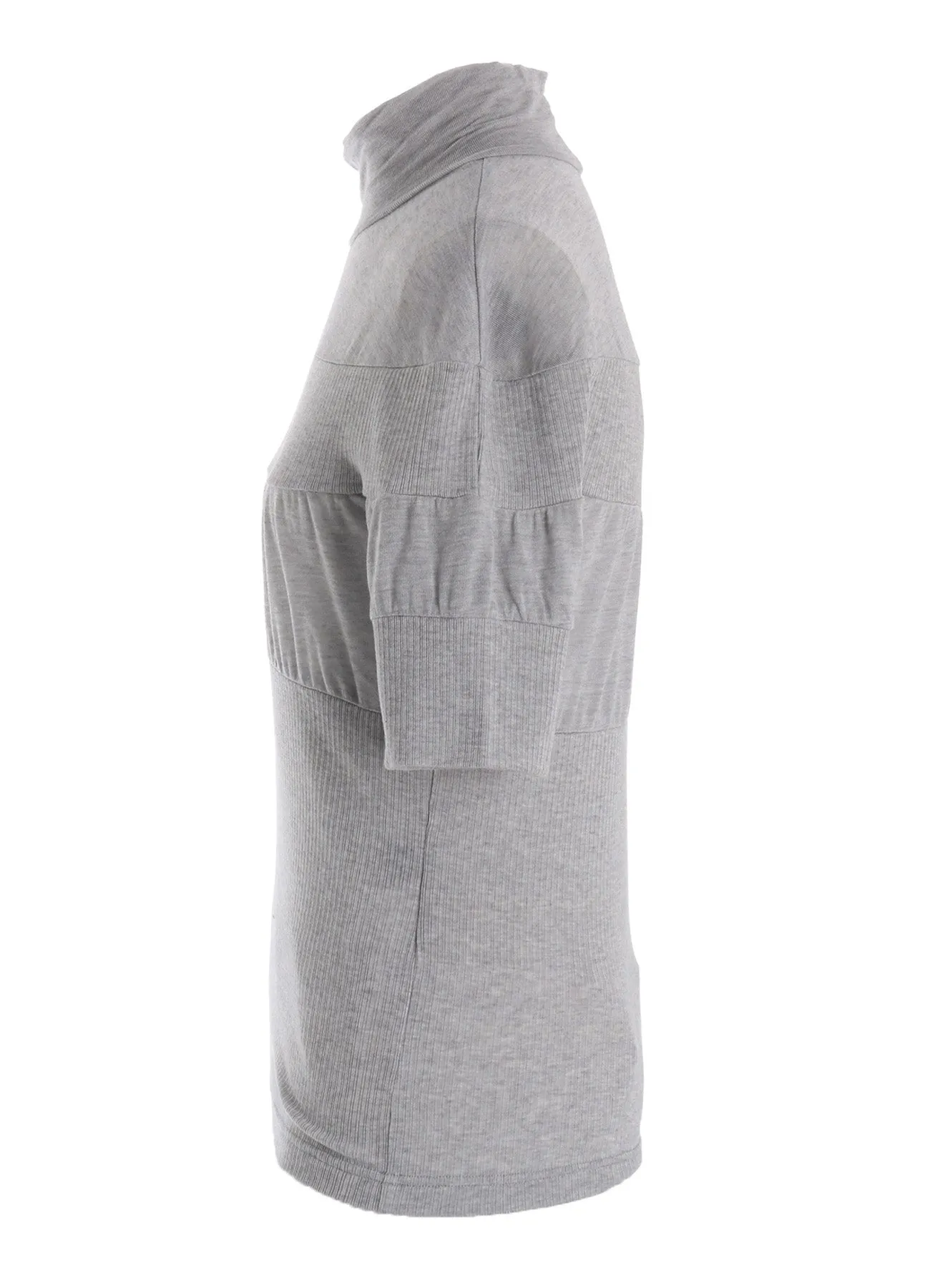 GAUZE JERSEY X RIB PANEL HIGH NECK SHORT SLEEVE TEE sold by Yohji Yamamoto product image thumbnail 3