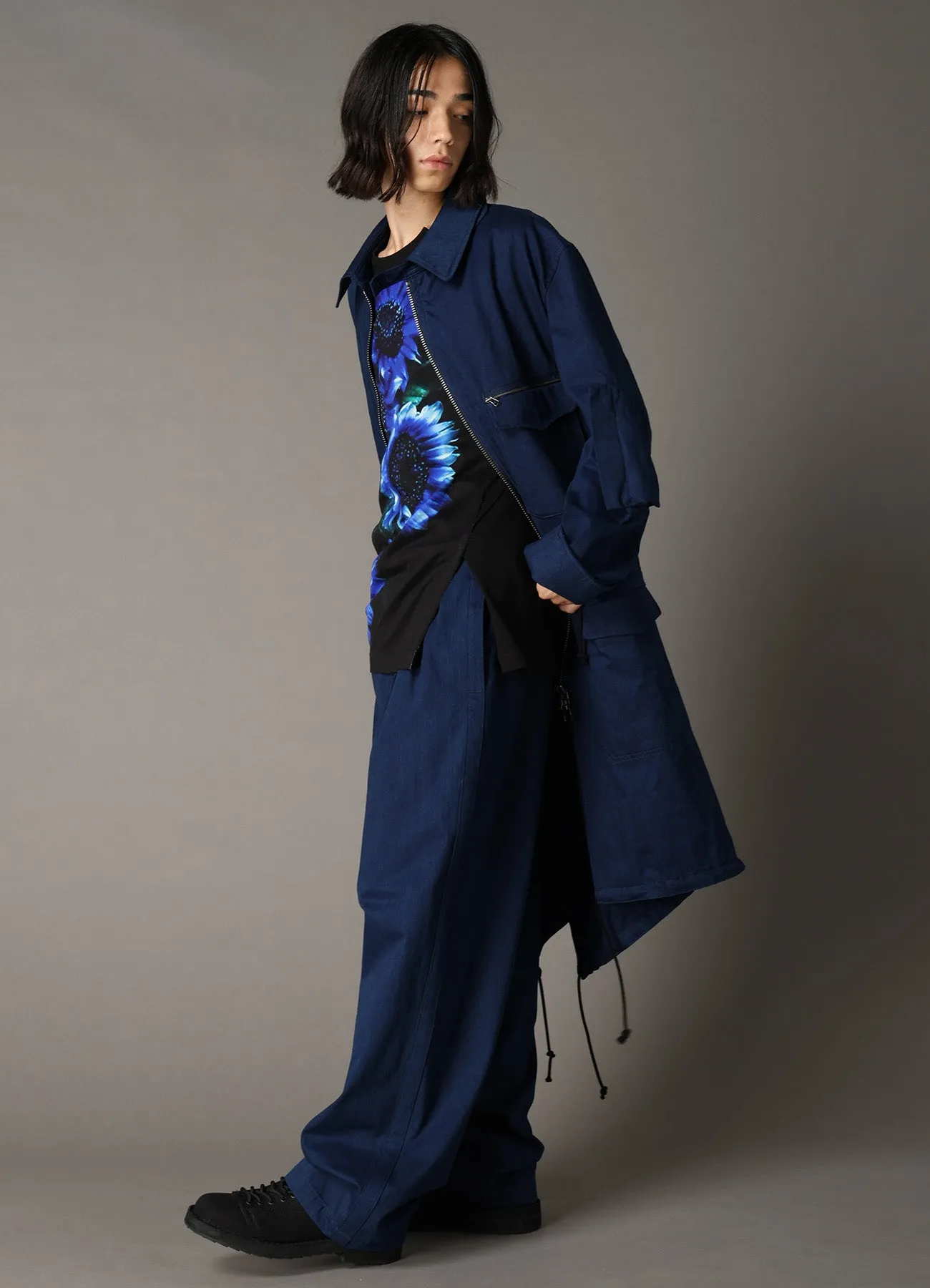 COTTON INDIGO TWILL 2-TUCK PANTS sold by Yohji Yamamoto product image thumbnail 2