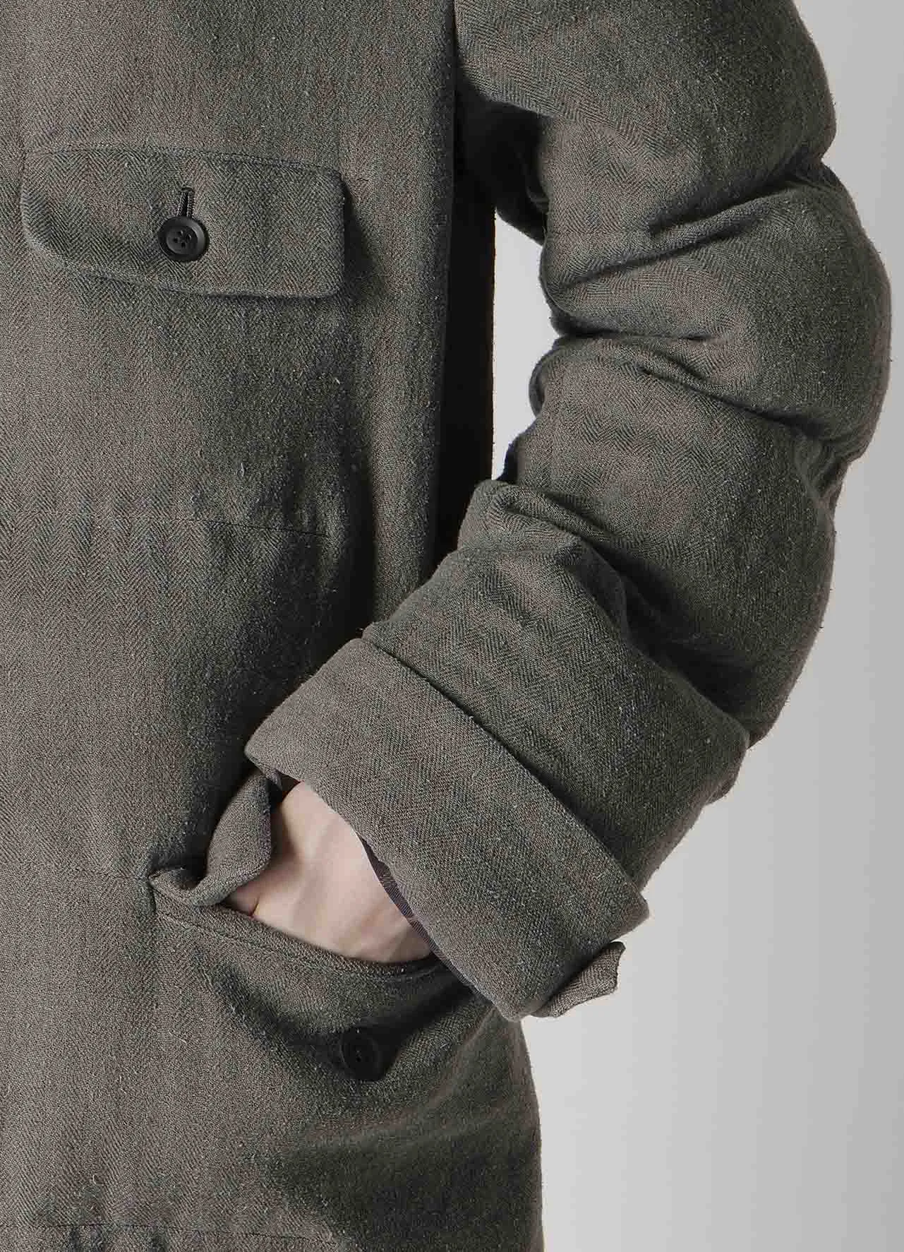 SILK LINEN INKED 3 BUTTONS HORIZONTAL PADDED JACKET sold by Yohji Yamamoto product image thumbnail 5