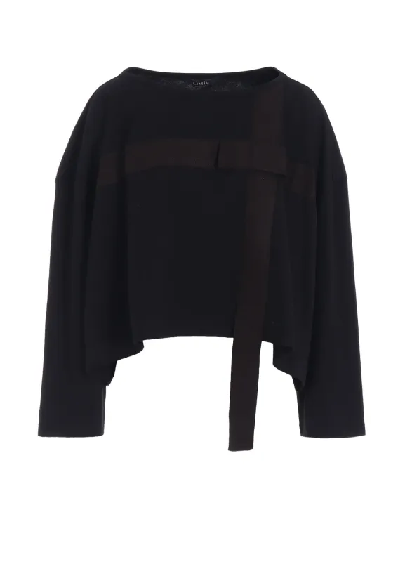 RIBBON TAPE DETAIL LONG-SLEEVE LONG T-SHIRT sold by Yohji Yamamoto