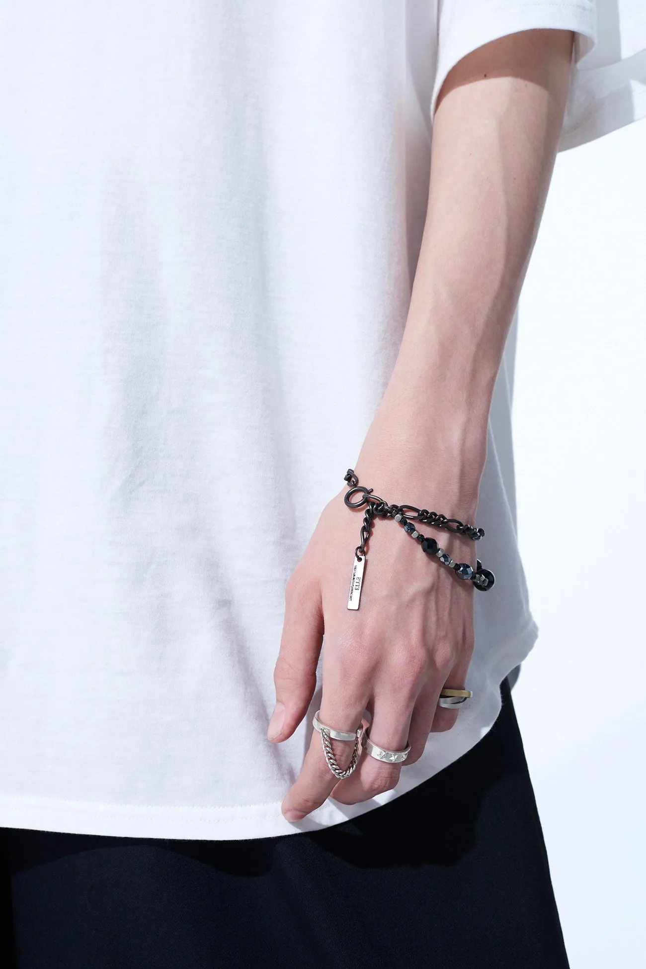 BLACK ONYX + GLASS BEADS BRASS BRACELET sold by Yohji Yamamoto product image thumbnail 3