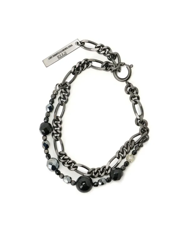 BLACK ONYX + GLASS BEADS BRASS BRACELET made by Yohji Yamamoto
