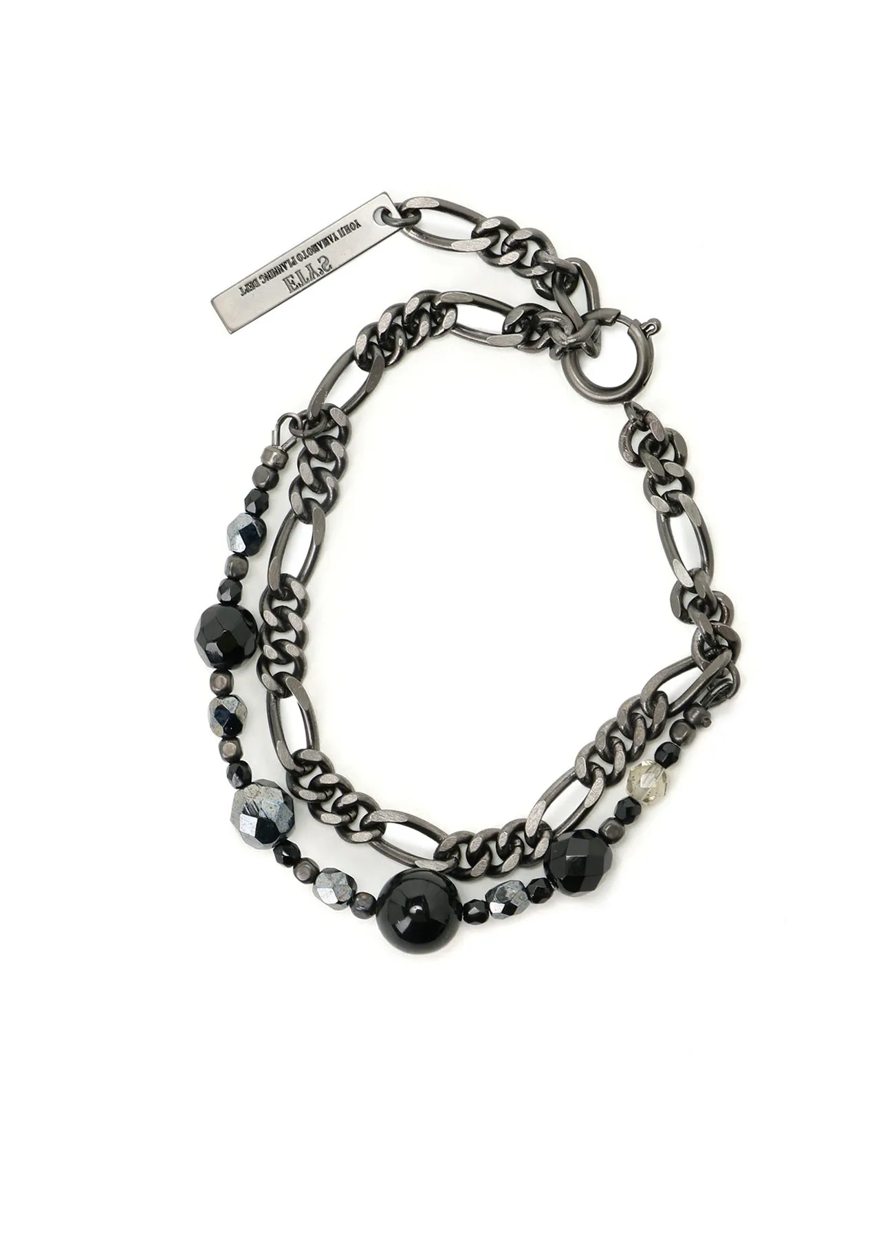 BLACK ONYX + GLASS BEADS BRASS BRACELET sold by Yohji Yamamoto