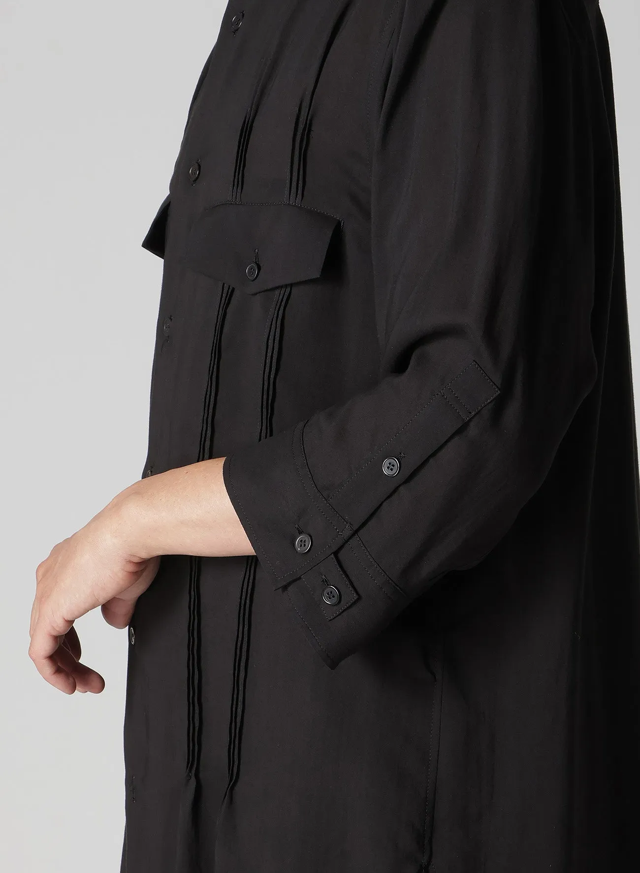 CELLULOSE LAWN PIN TUCK SHORT SLEEVE BLOUSE sold by Yohji Yamamoto product image thumbnail 4