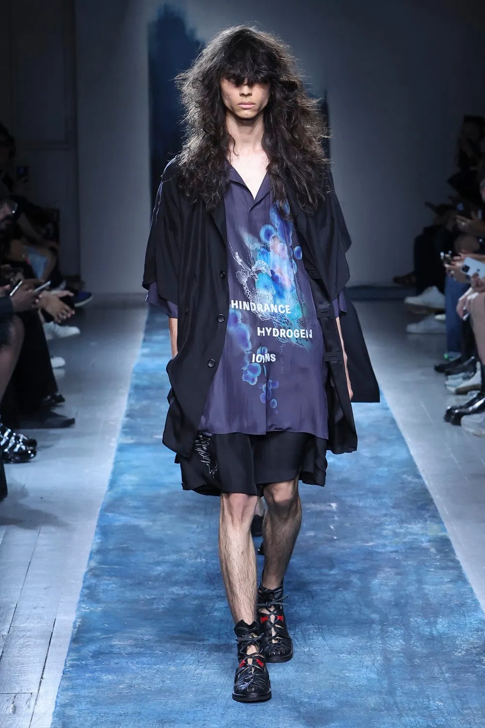 CORAL WATERCOLOR GUESSETED SHORT SLEEVE BLOUSE sold by Yohji Yamamoto product image thumbnail 2