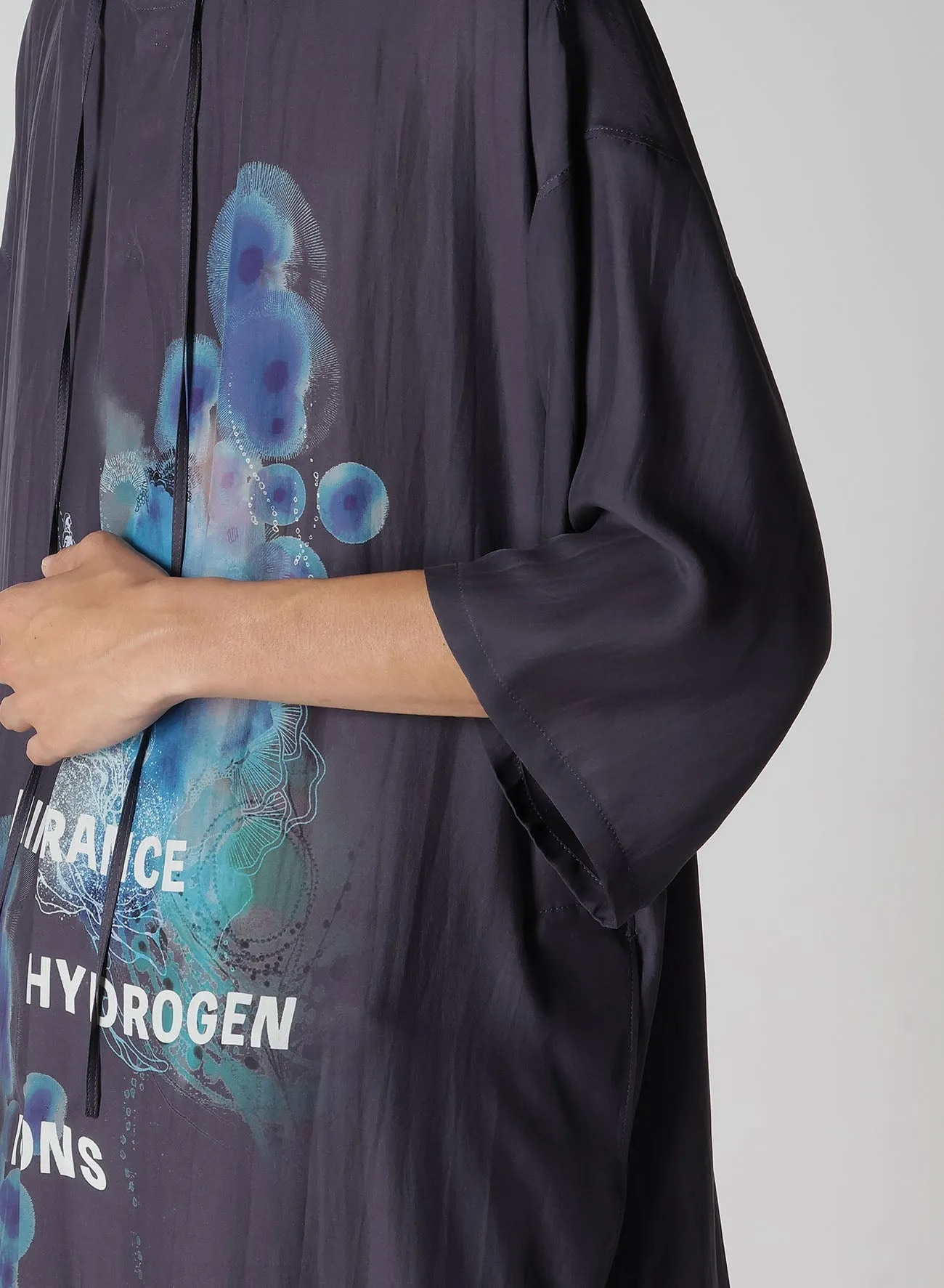 CORAL WATERCOLOR GUESSETED SHORT SLEEVE BLOUSE sold by Yohji Yamamoto product image thumbnail 5