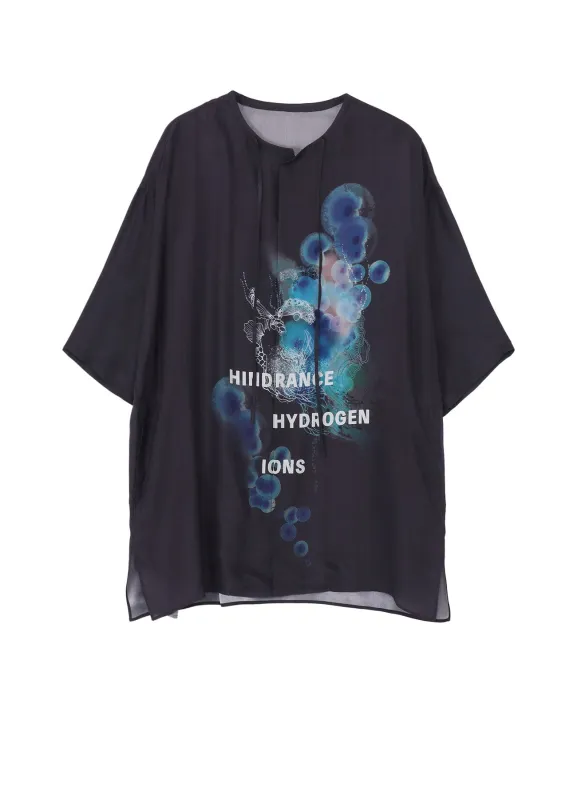 CORAL WATERCOLOR GUESSETED SHORT SLEEVE BLOUSE made by Yohji Yamamoto