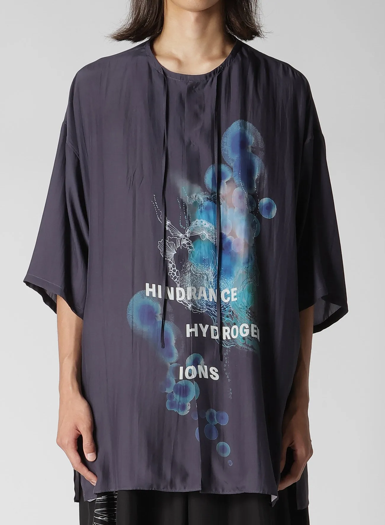 CORAL WATERCOLOR GUESSETED SHORT SLEEVE BLOUSE sold by Yohji Yamamoto product image thumbnail 3