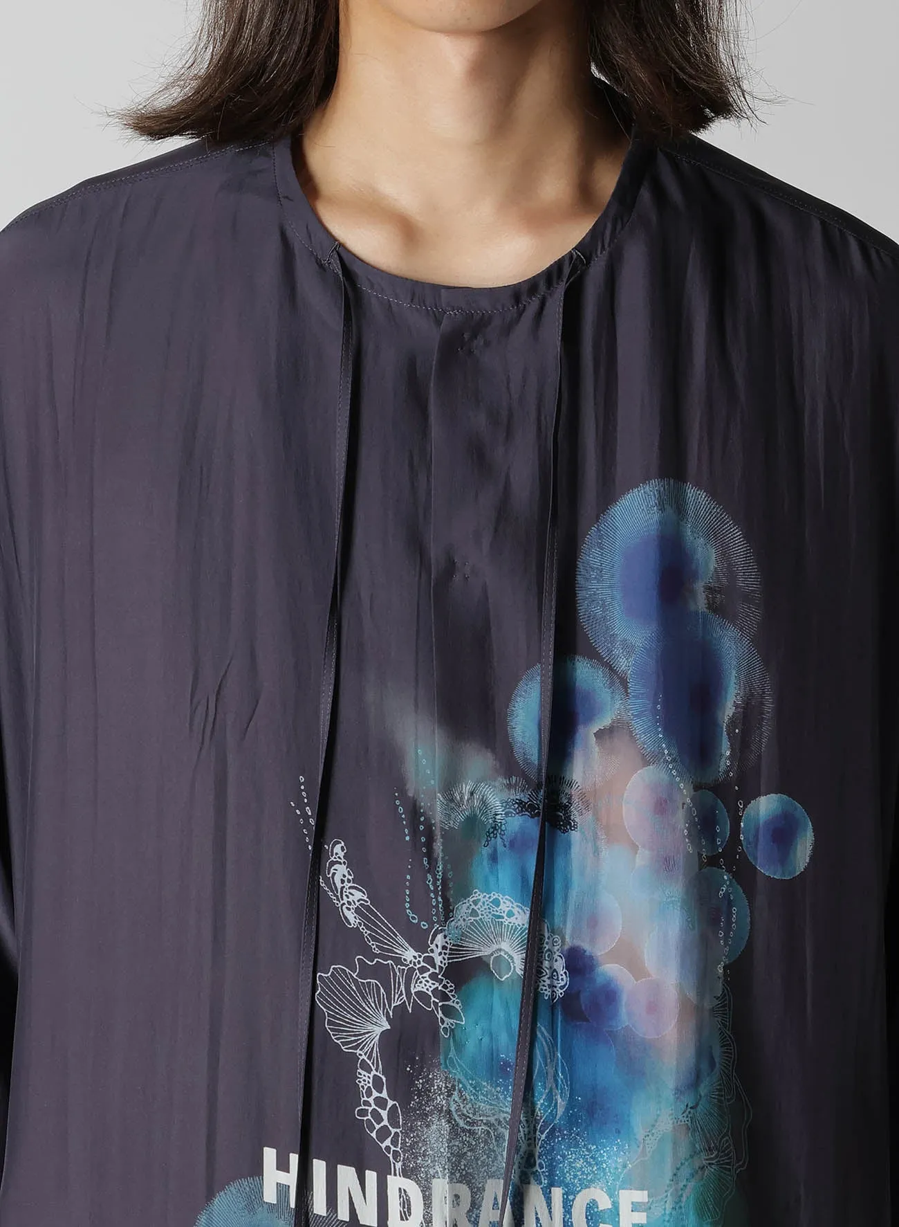 CORAL WATERCOLOR GUESSETED SHORT SLEEVE BLOUSE sold by Yohji Yamamoto product image thumbnail 4