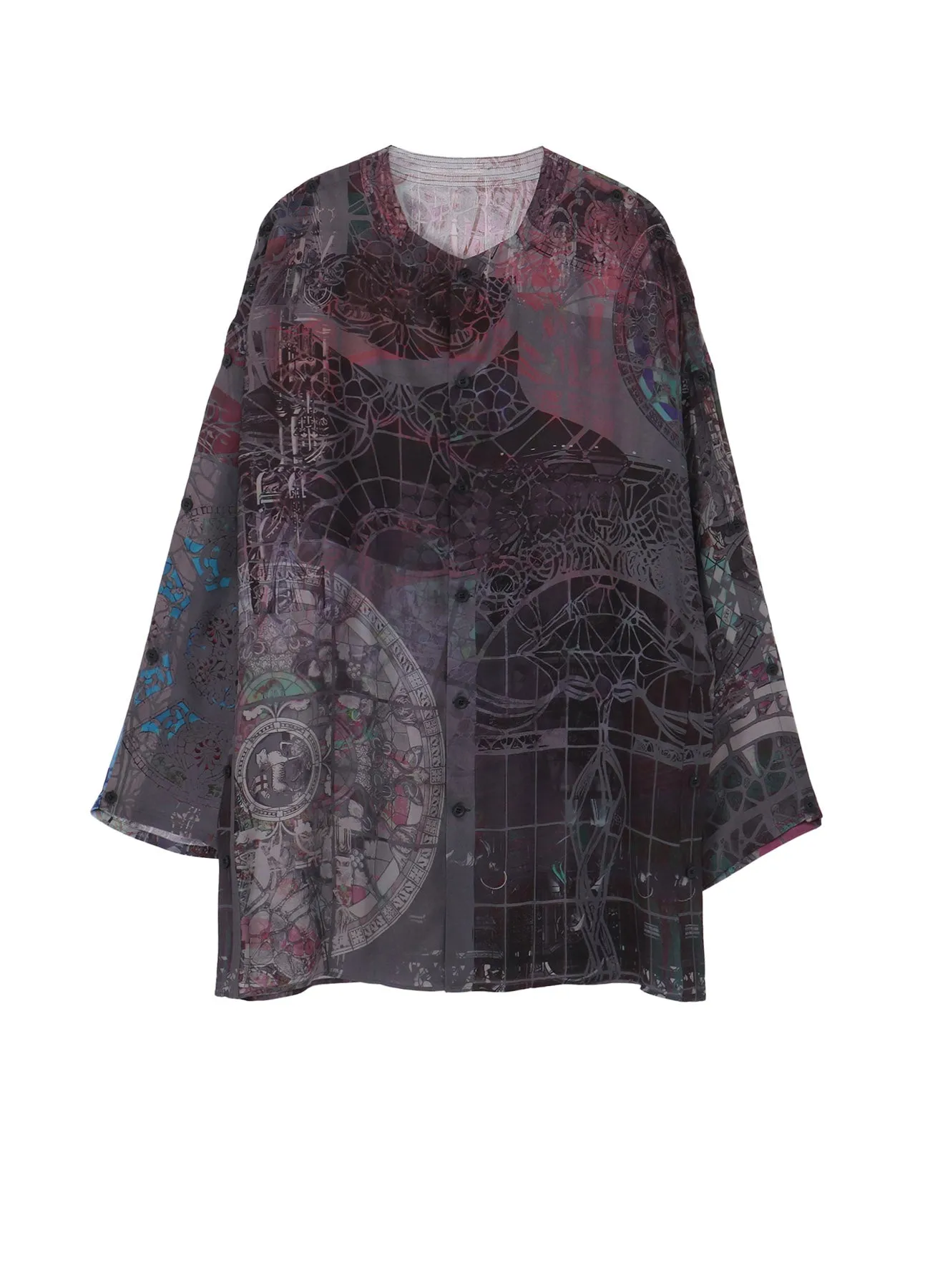 BAROQUE PATTERN COLLARLESS BLOUSE sold by Yohji Yamamoto