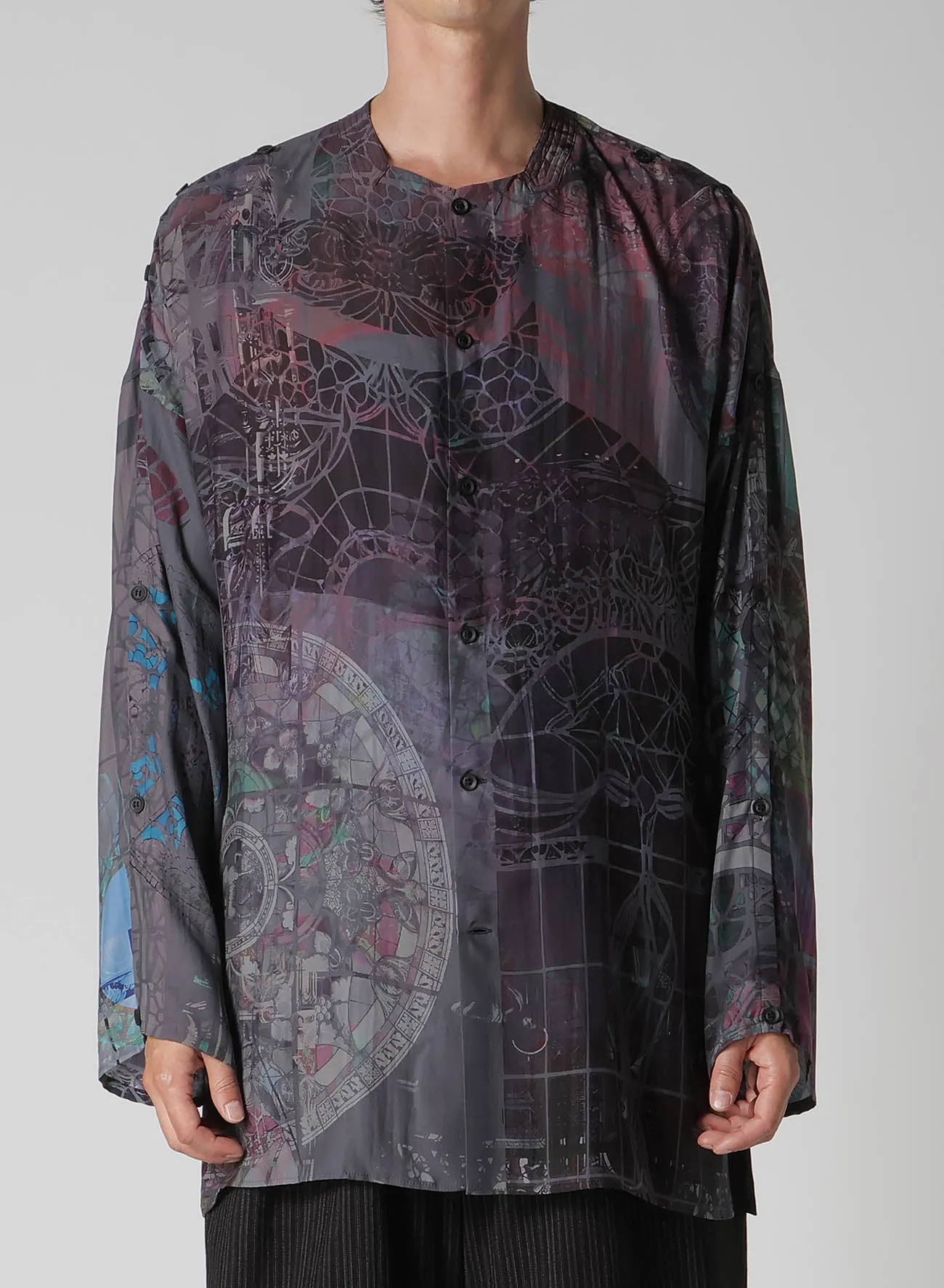 BAROQUE PATTERN COLLARLESS BLOUSE sold by Yohji Yamamoto product image thumbnail 3