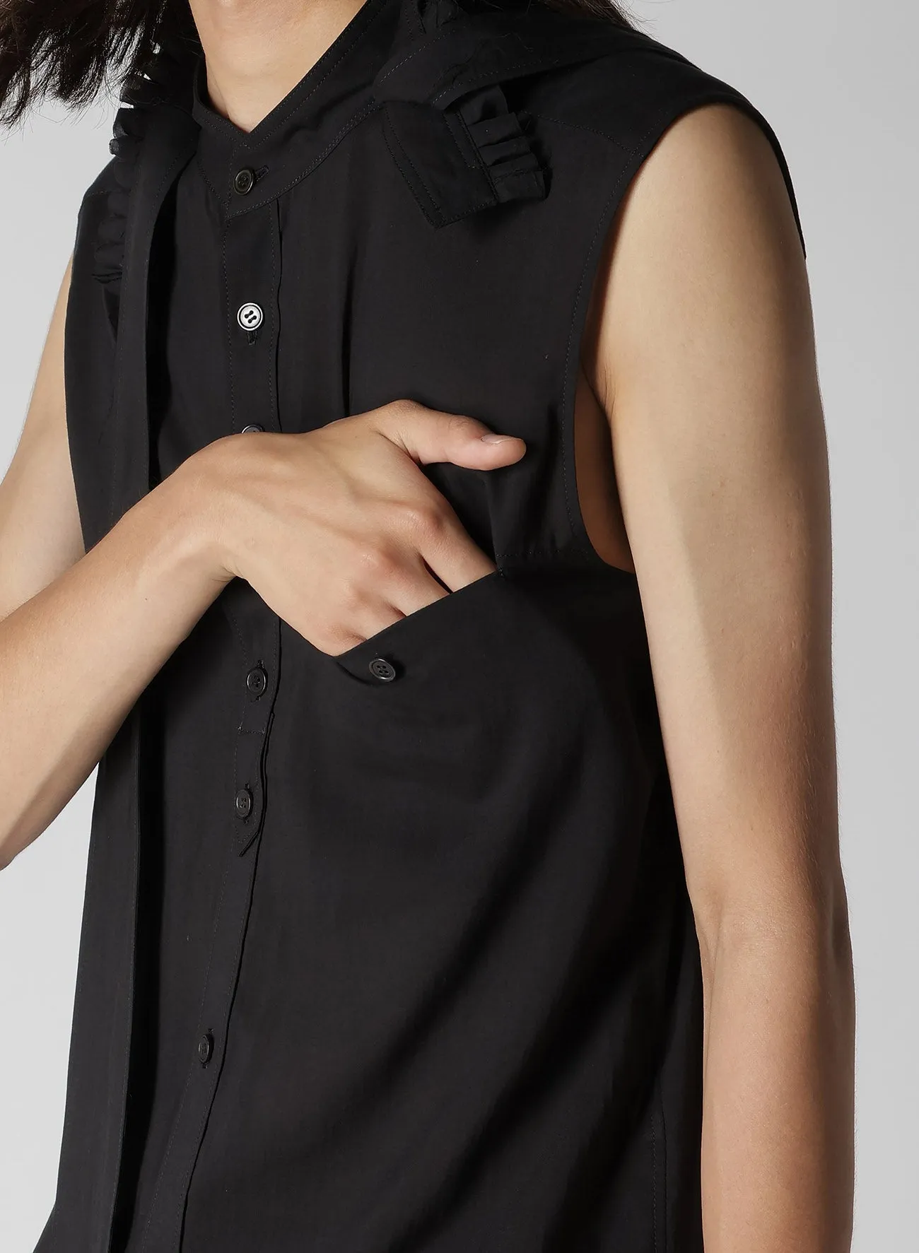 CELLULOSE LAWN RUFFED SPARE COLLAR BLOUSE sold by Yohji Yamamoto product image thumbnail 4