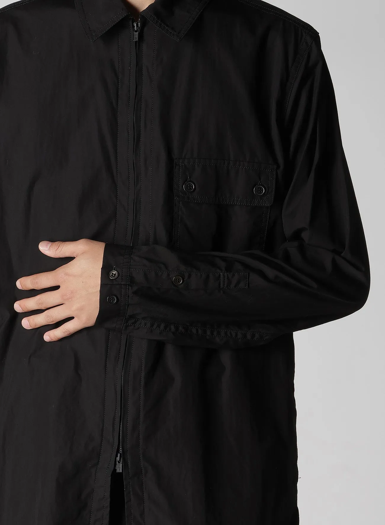 CHAIN STITCH BROAD ZIP OPEN BLOUSE sold by Yohji Yamamoto product image thumbnail 4