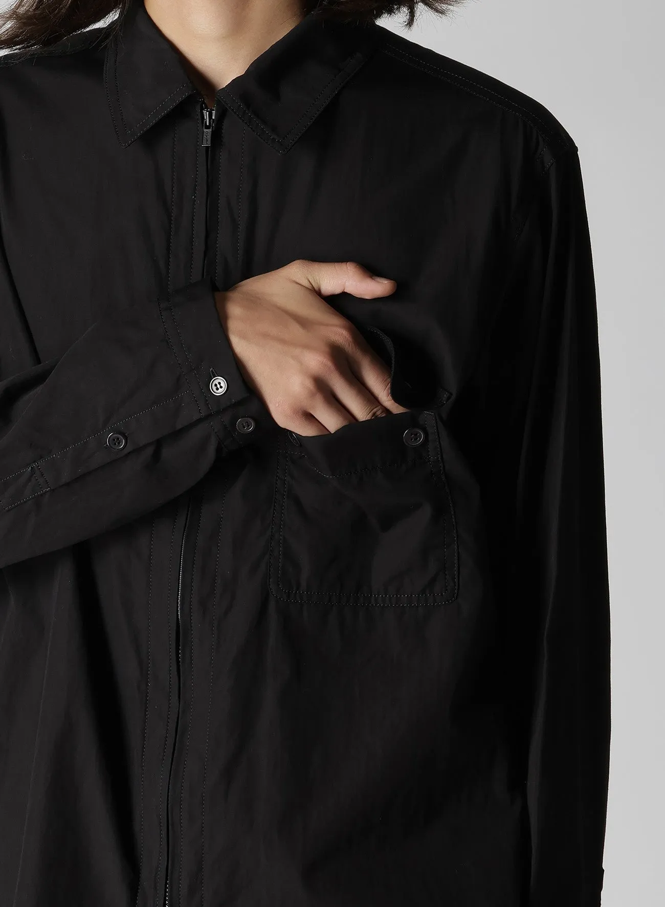 CHAIN STITCH BROAD ZIP OPEN BLOUSE sold by Yohji Yamamoto product image thumbnail 5